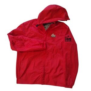 Super‎ Bowl LIV Miami Windbreaker Man's L Red Water Proof Jacket Hooded Full Zip